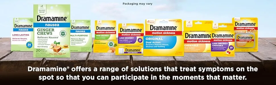 Dramamine Motion Sickness Less Drowsy Chewable Raspberry Cream Flavored 12 Count 2 Pack 24 Count - Dramamine Motion Sickness and Nausea
