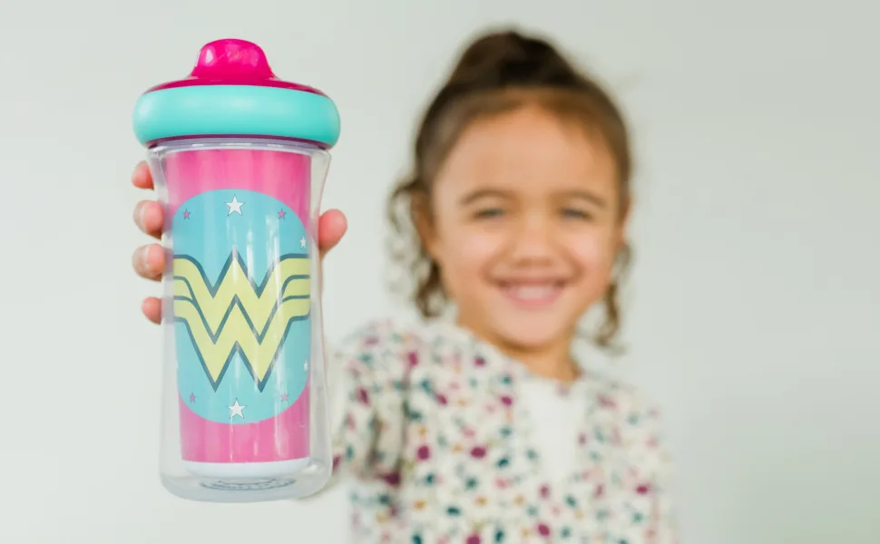 Wonder Woman Insulated Hard Spout Sippy Cups 9 Oz - 2 Pack - image