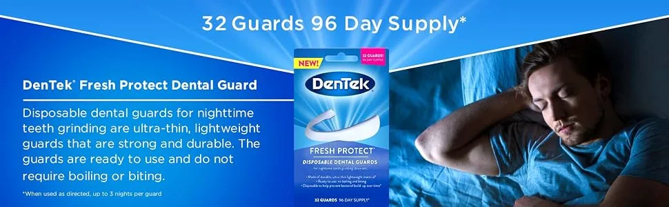 DenTek Fresh Protect Disposable Dental Guards Nighttime Teeth Grinding 32 Count 96 Day Supply - 32 Guards 96 Day Supply*