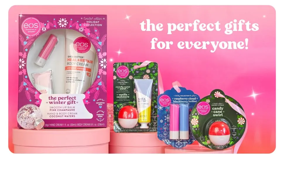 EOS Limited Edition Holiday Lip Balm Raspberry Cloud & Blackberry Bellini All-Day Moisture Made for Sensitive Skin 0.14 oz 2-Pack Clear - the perfect gifts for everyone!