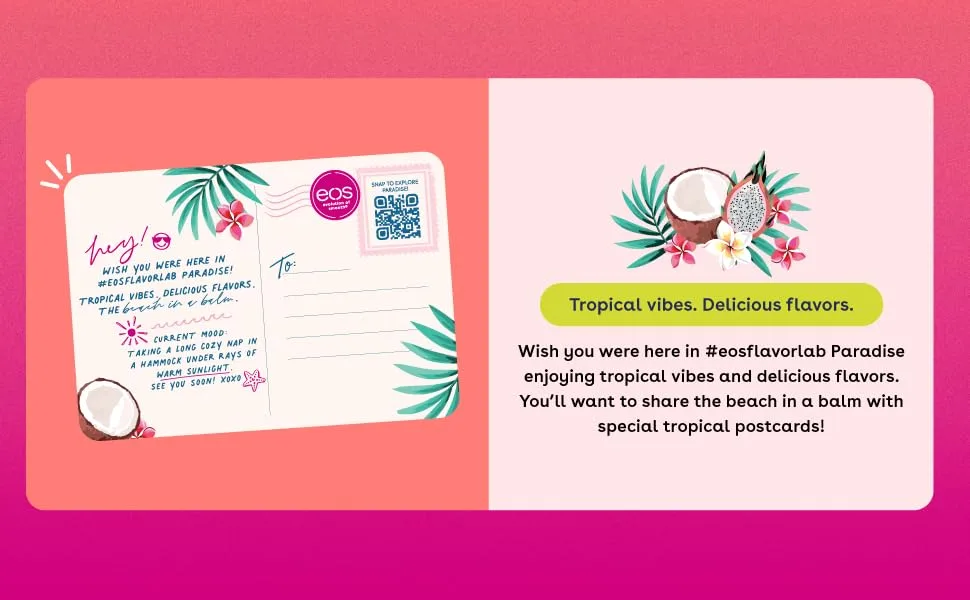 eos FlavorLab Paradise Lip Balm - Mango Dragonfruit & Passionfruit Agave | Long-Lasting Hydration | Lip Care for Dry Lips | 2 Pack Pink 0.14 Ounce - Tropical vibes. Delicious flavors.