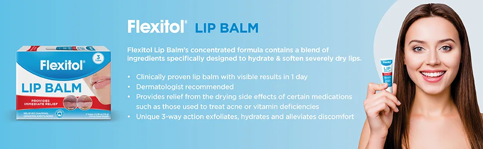 Flexitol Lip Balm 0.35 Ounce Tube (3 Pack) - Flexitol Lip Balm