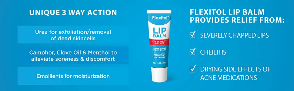 Flexitol Lip Balm 0.35 Ounce Tube (3 Pack) - Flexitol Lip Balm