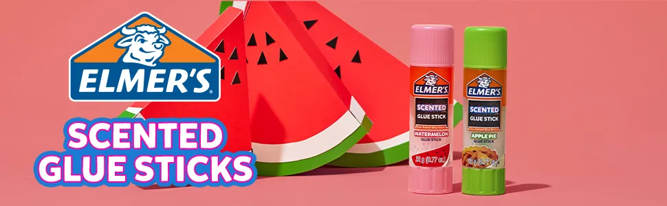 Elmer s Scented Glue Sticks Washable Clear Assorted Scents 6 Grams 6 Packs of 4 (24 Total Count) 24 Count Dessert Scented - banner