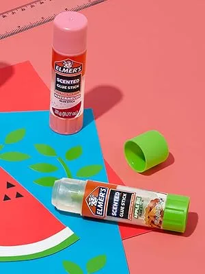 Elmer s Scented Glue Sticks Washable Clear Assorted Scents 6 Grams 6 Packs of 4 (24 Total Count) 24 Count Dessert Scented - side watermelon