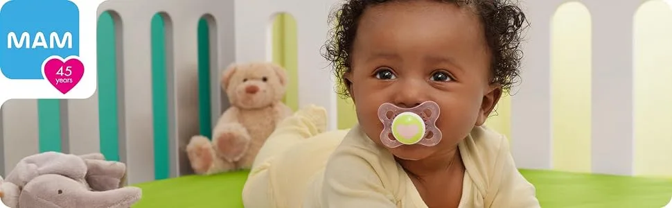 MAM Original Night Pacifiers, Binky Pacifier for 0-6 Months, BPA-Free Silicone, Glows in The Dark, Best for Newborn Babies, Developed with Medical Experts, 2 Count Binkies, with Sterilizer Case - MAM pacifier binky pacifier night pacifier pacifier clip pacifier clips mam pacifier clip silicone