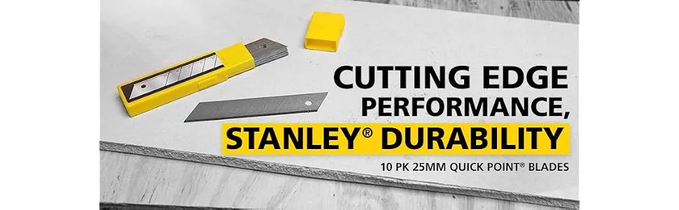 Stanley 11-325T 25mm Heavy Duty Quick-Point Snap-Off Blades with Dispenser Pack of 10 - product information 1