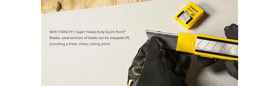 Stanley 11-325T 25mm Heavy Duty Quick-Point Snap-Off Blades with Dispenser Pack of 10 - product information 2