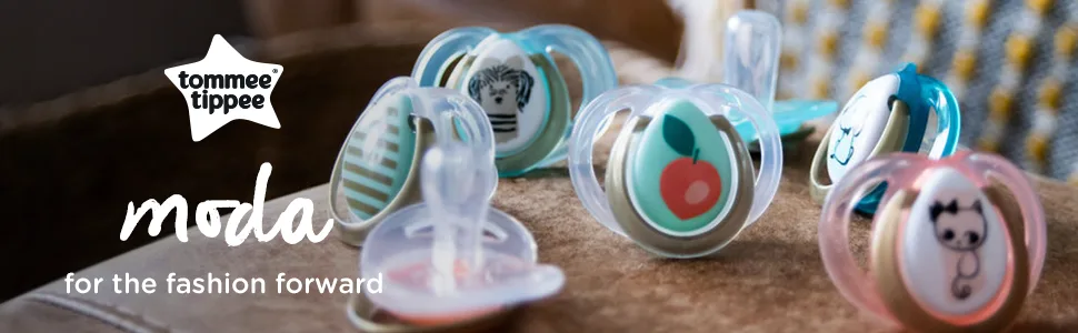 Tommee Tippee Moda Pacifiers Symmetrical Design BPA-Free Silicone Binkies 0-6m 4-Count Multiple Colors - image