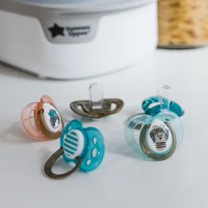 Tommee Tippee Moda Pacifiers Symmetrical Design BPA-Free Silicone Binkies 0-6m 4-Count Multiple Colors - image