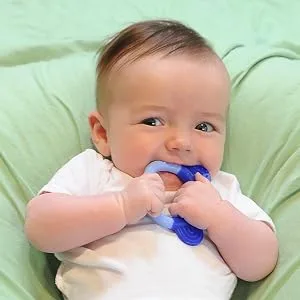 green sprouts Silicone Teethers (2 Pack) | Soothes Gums & Promotes Healthy Oral Development | Multiple Textures Massage Gums Easy to Hold Gum & chew Dishwasher Safe Aqua - green sprouts