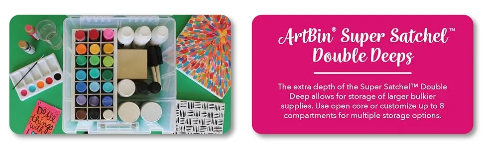 ArtBin 6981AB Super Satchel Deluxe Divided Base Large Portable Art & Craft Organizer with Drawers 1 Plastic Storage Case Clear - product information 2