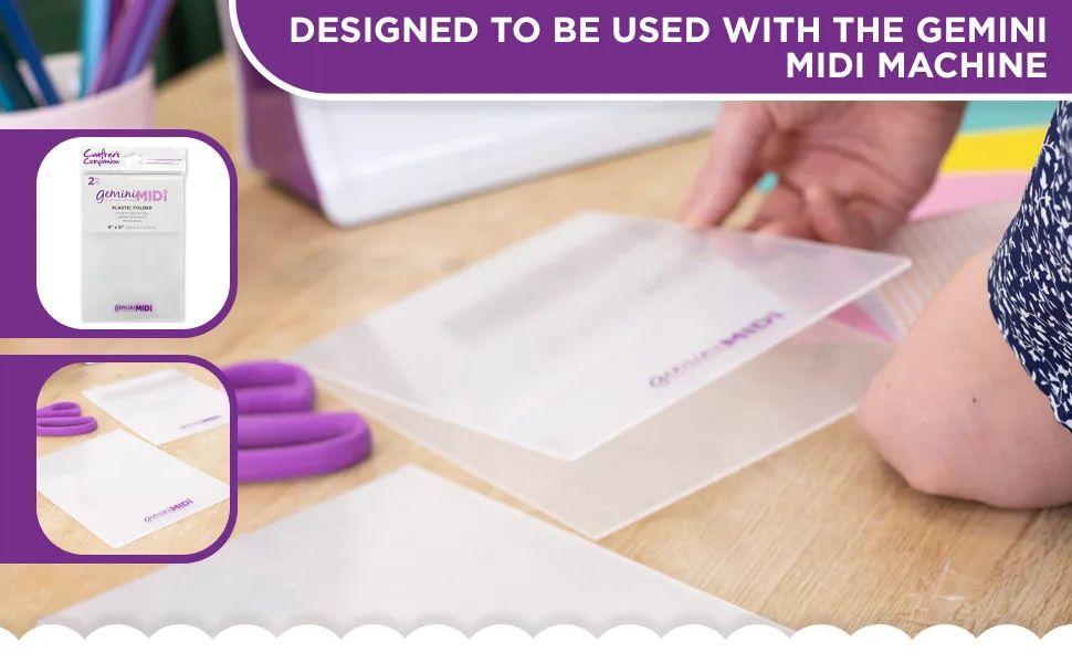 Gemini GEMMIDI-Acc-FOLD Midi Manual Die Cutting & Embossing Machine-Plastic Folder-2 Pack 6 x 9 Clear Single - gemini midi replacement plates accessories embossing die cutting machine crafters companion