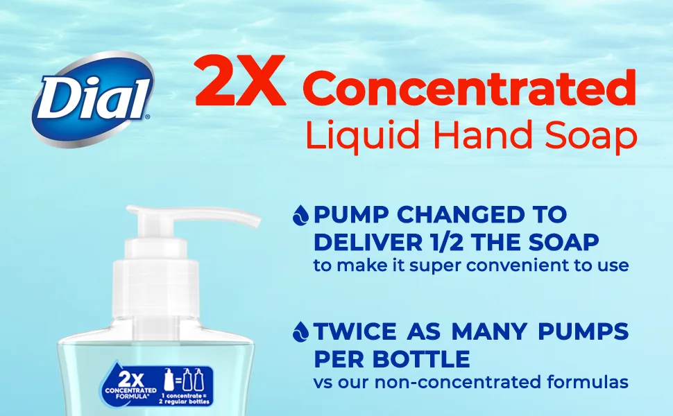 Dial 2X Concentrated Liquid Hand Soap Coconut Water & Mango 11 Fluid Ounces Pack of 3 - Dial 2X Concentrated Liquid Hand Soap