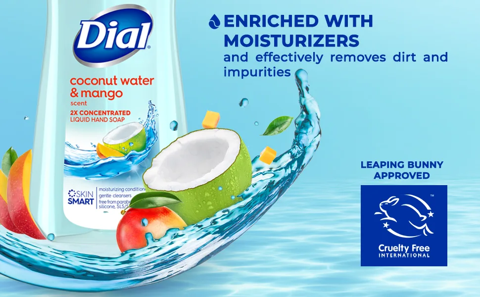 Dial 2X Concentrated Liquid Hand Soap Coconut Water & Mango 11 Fluid Ounces Pack of 3 - Dial 2X Conentrate Large Mod2