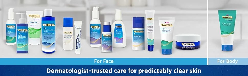 Differin Face Scrub Daily Brightening Exfoliator Improves Tone and Texture for Acne Prone Skin Green 6 Fl Oz (Packaging May Vary) - family shot