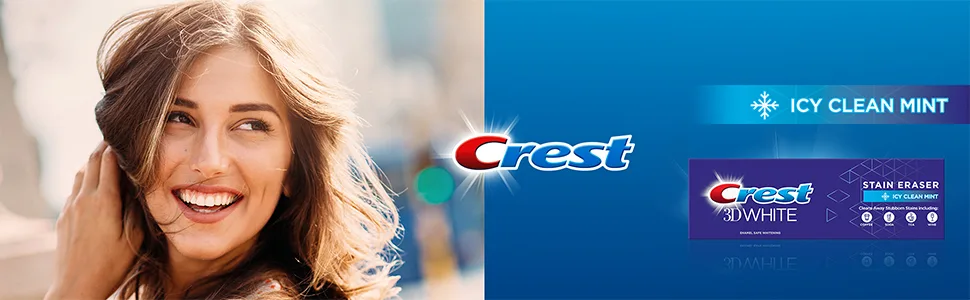 Crest 3D White Stain Eraser Whitening Toothpaste Icy Clean Mint 2 Count 3.5 Ounce (Pack of 2) Icy Clean Mint - 3D White Stain Eraser Icy Clean Mint