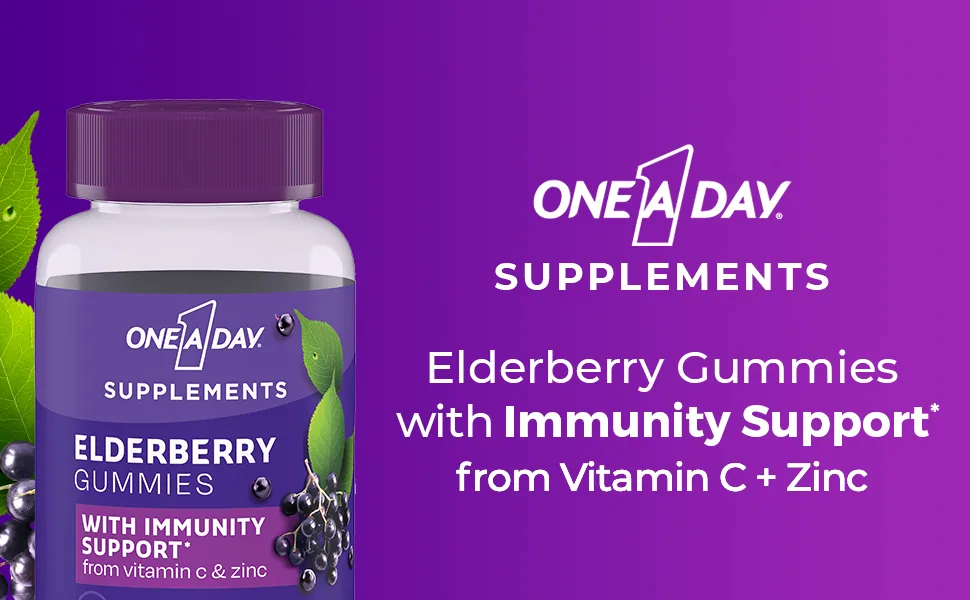 One A Day Elderberry Gummies with Immunity Support from Vitamin C and Zinc Gluten Free Immune Support Gummies Elderberry Gummies for Adults 60 Count - bayer one a day elderberry gummies immunity support vitamin c zinc adults