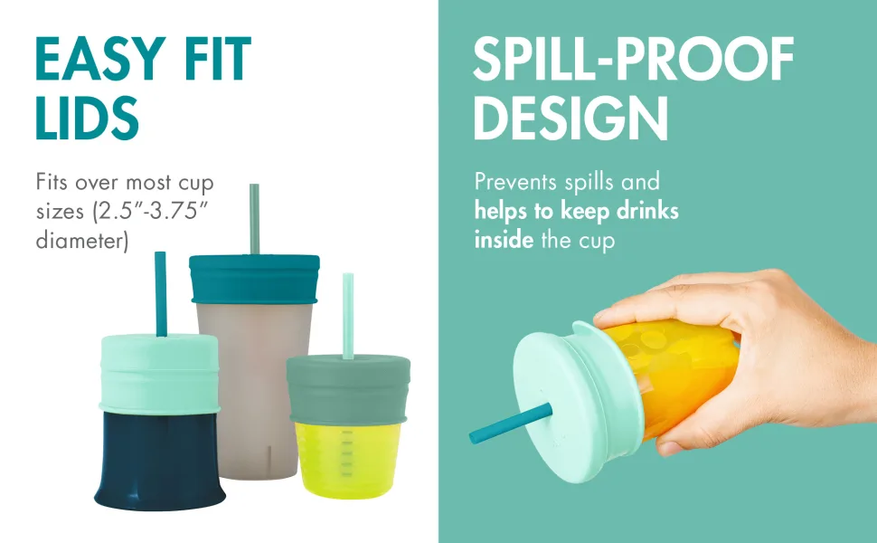 Boon SNUG Straw Lids Assorted Colors (Pack of 3) Green - image