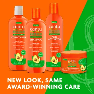 Cantu Avocado Hydrating Sulfate-Free Shampoo with Pure Shea Butter 13.5 oz (Pack of 2) (Packaging May Vary) - Product containers for conditioner, shampoo, curl activator & curling cream
