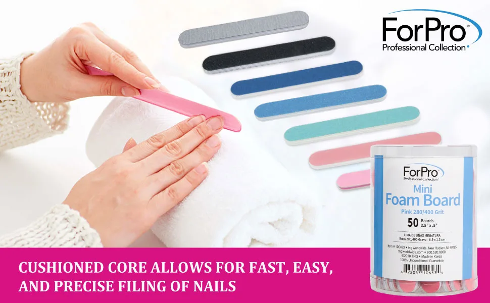 ForPro Professional Collection Mini Foam Board Double-Sided Nail File Pink Black 400/600 Grit 3.5 l x .5 w 50 Count - product information 4