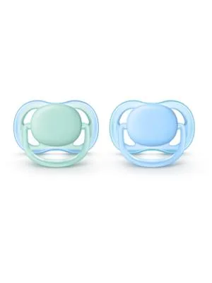 Philips Avent Ultra Air Pacifier 0-6 months blue/green 2 pack SCF244/20 - air pacifier, ultra air pacifier, airflow pacifier, air flow pacifier, comfortable pacifier, soft