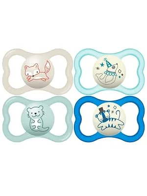 MAM Air Night & Day Baby Pacifier for Sensitive Skin Glows in The Dark 6-16 Months Baby Boy 4 Count - mam pacifier