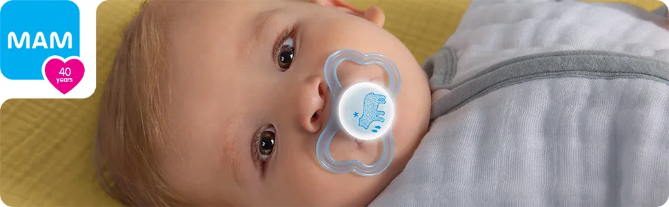 MAM Air Night & Day Baby Pacifier for Sensitive Skin Glows in The Dark 6-16 Months Baby Boy 4 Count - MAM pacifier