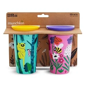 Munchkin Miracle 360 WildLove Sippy Cup 9 Oz 2 Pack Bee/Lemur - munchkin
