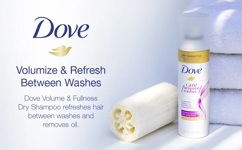 Dove Dry Shampoo Volume & Fullness 2 Count for Oily Hair for Refreshed Hair 5 oz - between washes, dove, dry shampoo