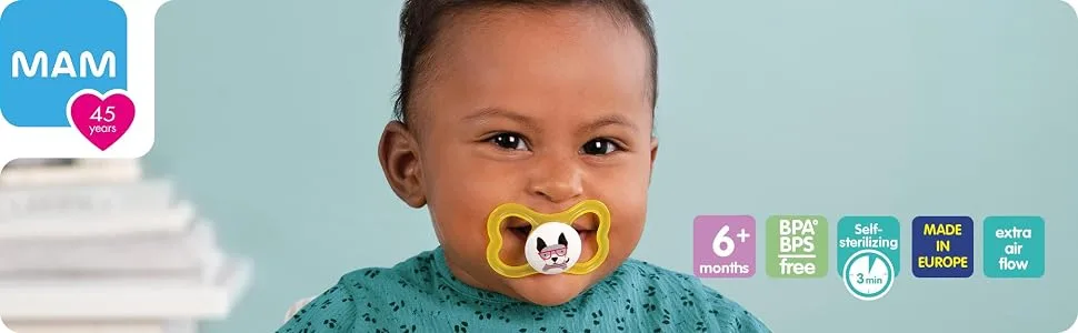 MAM Air Matte Pacifiers for Sensitive Skin 6+ Months Best Pacifier for Breastfed Babies Baby Boy Pacifiers 6-16 4 Count Boy 2 Pack 6-16 Month - newborn pacifier mam maam