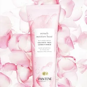 Pantene Nutrient Blends Miracle Moisture Boost Rose Water Shampoo & Conditioner Dual Pack for Dry Hair Sulfate Free 2 Piece Set Nutrient Blends - hydrating conditioner for frizzy dry brittle hair restore moisture deep condition pink rose quench
