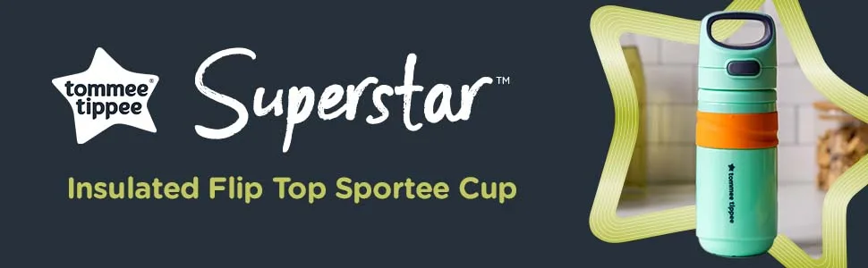 Tommee Tippee Superstar Insulated Flip Top Sportee Straw Cup 18m+ 11oz 2 Pack | Leak and Shake Proof Anti-Microbial Spout Blue & Orange - image