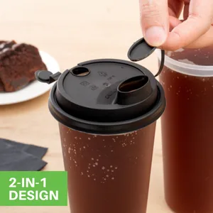 Restaurantware Bev Tek Clear Plastic 2-in-1 Straw or Sippy Cup Lid - with Two Plugs Fits 12 16 and 24 oz - 25 count box - These plastic lids feature a 2-in-1 design to provide several comfortable sipping options.