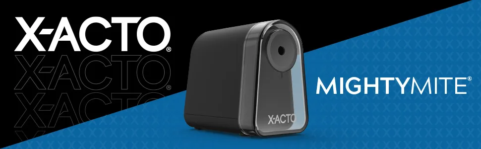 X-ACTO Pencil Sharpener Mighty Mite Electric Pencil Sharpener with Pencil Saver SafeStart Motor Small Pencil Sharpener for Teacher and Homeschool Supplies Black 1 Count - X-Acto Mightymite