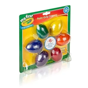 Crayola My First Crayola Palm-Grip Crayons Art Tools 6 Count Designed for Toddlers - Palm-Grip Crayons Promote Safe Learning