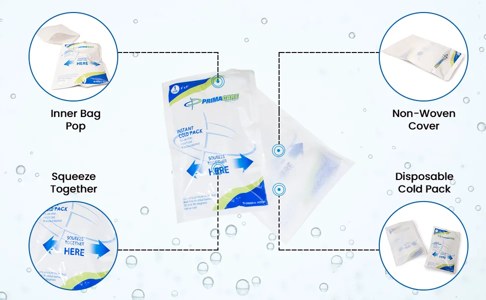 Primacare PCP-45 Pack of 24 4x5 Disposable Instant Cold Therapy Ice Pack for Injuries First Aid Ice Pack for Instant Pain Relief - product information 8