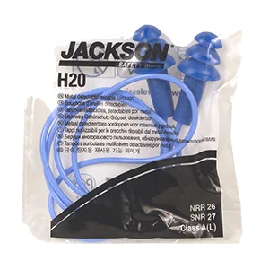 Jackson Safety Metal Detectable Reusable Corded Foam Ear Plug 31dB NRR Blue Universal Size Bulk Pack (Case of 400 Pairs) 13822 - Reusable ear plug, metal detectable ear plug, universal size reusable ear plug, bulk ear plugs