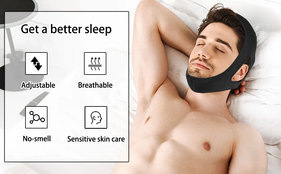 2 Pack Anti Snore Chin Strap Suoundey Professional Adjustable Strap Snoring Reduce Solution Chin Strap for Snoring Snore Stopper Breathable Sleep Aid for Men and Women - chin strap