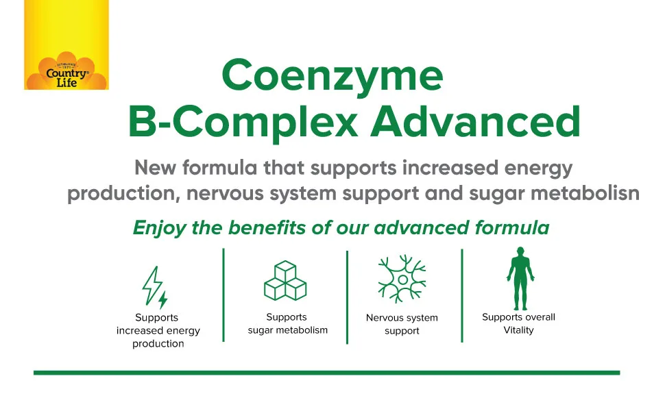 Country Life Coenzyme B Complex Advanced Capsules 120 Count Certified Gluten Free Certified Vegan 120 Count (Pack of 1) - B00CAUU1RU