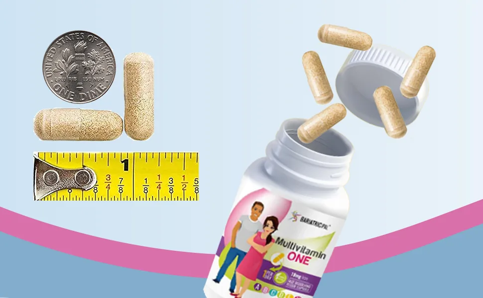 BariatricPal Multivitamin ONE 1 per Day! Bariatric Multivitamin Capsule with 18mg Iron (90 Count) 90 Count (Pack of 1) - Multivitamin One Capsule Size