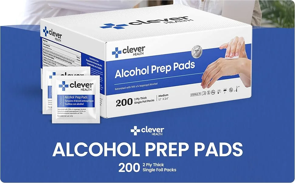 Alcohol Prep Pads | Medium 2-Ply - 200 Alcohol Wipes individually wrapped Cotton Swabs | Disposable | Sterile Saturated With 70% Alcohol 200 Count (Pack of 1) - Alcohol Prep Pads 200 box