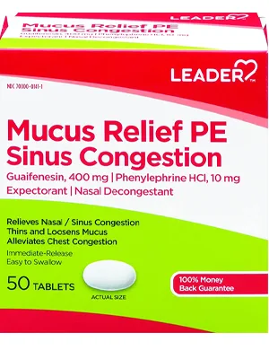 Leader Mucus Relief PE Sinus Congestion (50 Count) - product information 2