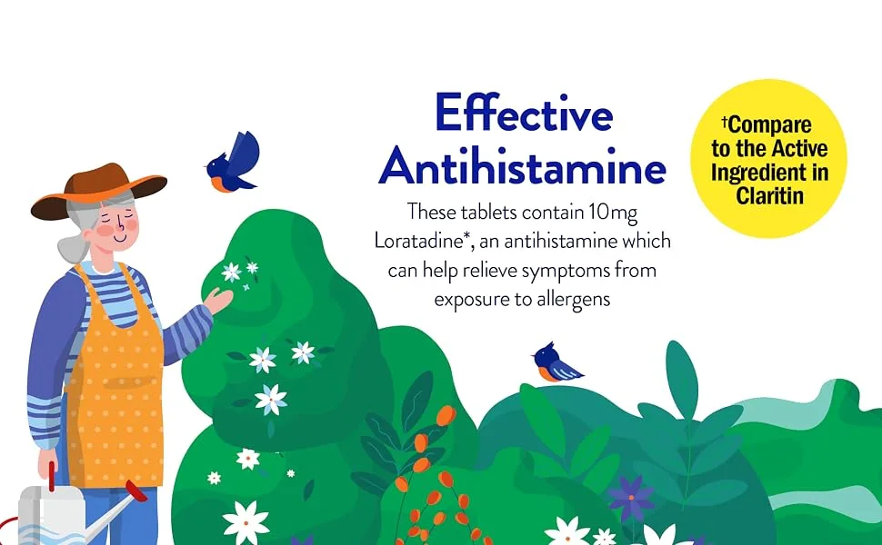 Healthy Living Non-Drowsy Allergy Relief Antihistamine Loratadine Tablets 10mg 150 Count - amazon basic good day levocetirizine dihydrochloride 5mg generic loratadine 10mg 365 count