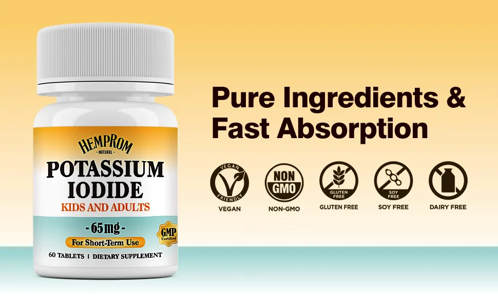 Potassium Iodide Tablets 65mg Iodine Supplements for Kids and Adults 60 Count 1 - iodine