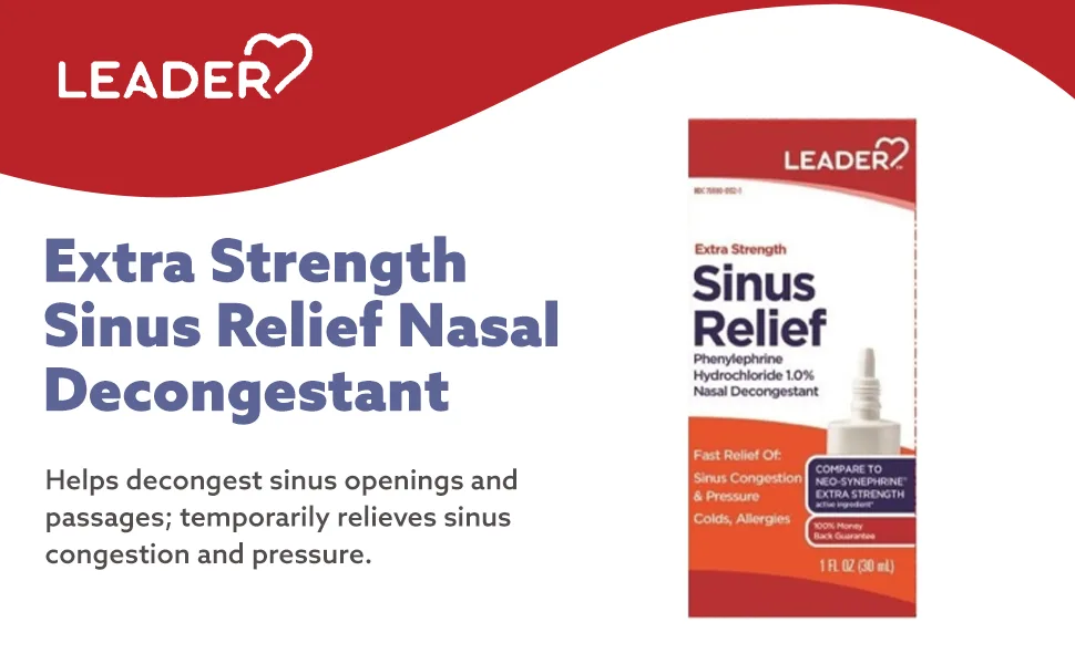 Leader Extra Strength Sinus Relief 1oz. Per Bottle (Pack of 4) - product information 1