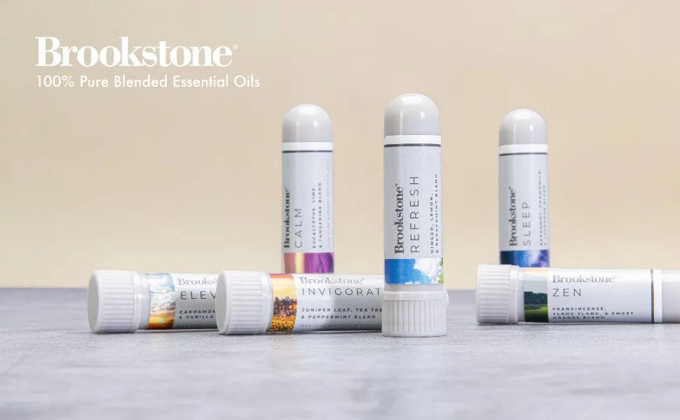 Brookstone Aromatherapy Inhaler | Essential Oil Inhaler for Stress Relief Stuffy Nose Relief and General Aromatherapy Benefits | Variety 6 Pack - Header
