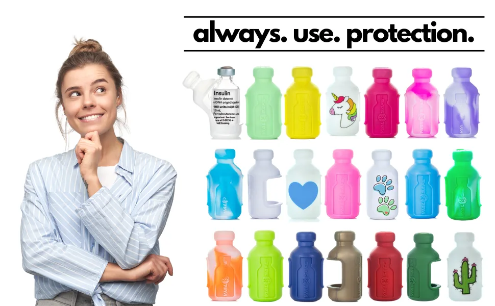 VIAL SAFE Insulin Bottle Protector Case/Sleeve for Diabetes Reusable Flexible Silicone Protective Sleeve Dia-Badass Collection 3-Pack (Short) - Vial Safe Always Use Protection Insulin Bottle protector Koozy Case diabetes Supplies accessories