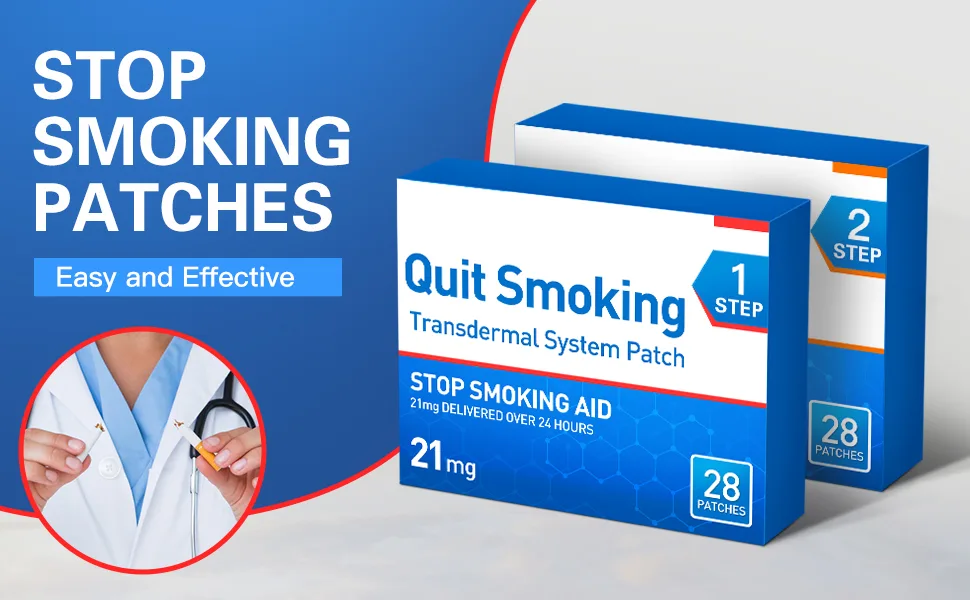 2 Pack Stop Smoking Aid Patches Step 1 and Step2 21mg and 14mgQuit Smoking Aid That Work - Easy and Effective to Quit Smoking 56 Patches 8-Week Kit - stop smoking patches