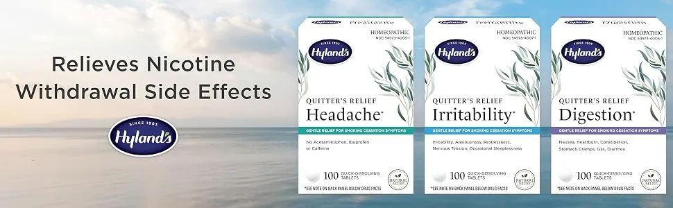 Hyland s Quitter's Relief Digestion Gentle Relief for Smoking Cessation Symptoms 100 Tablets 100 Count - Relieves Nicotine Withdrawal Side Effects
